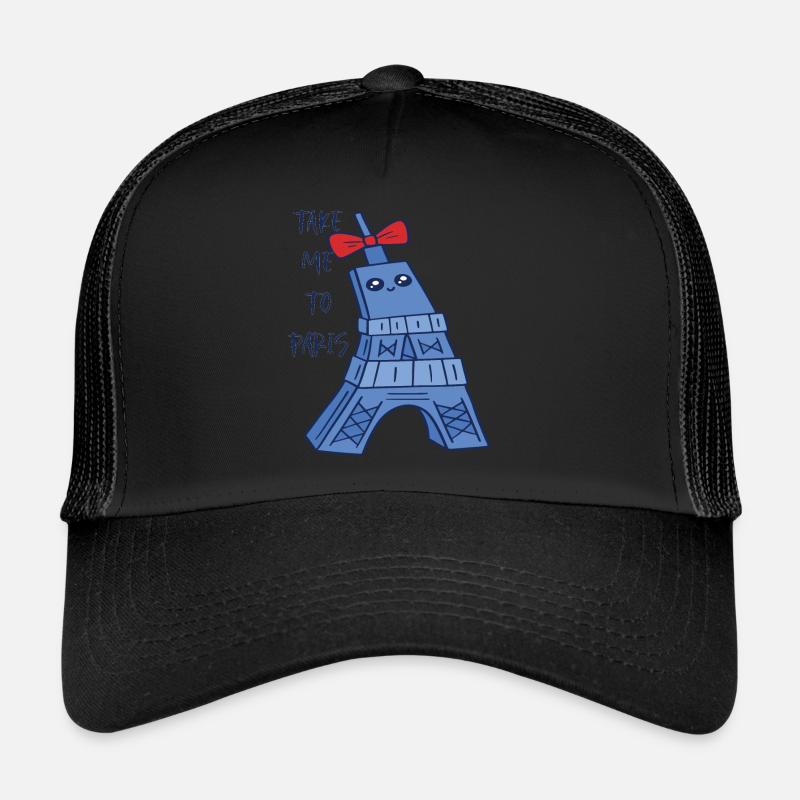 Paris niedlicher Eiffelturm Kawaii Pariser Souveni - Trucker Cap - Schwarz/Schwarz