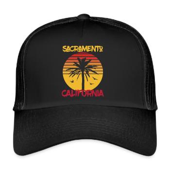 California Sacramento Palms Ocean Surfing - Trucker Cap - black/black - Front