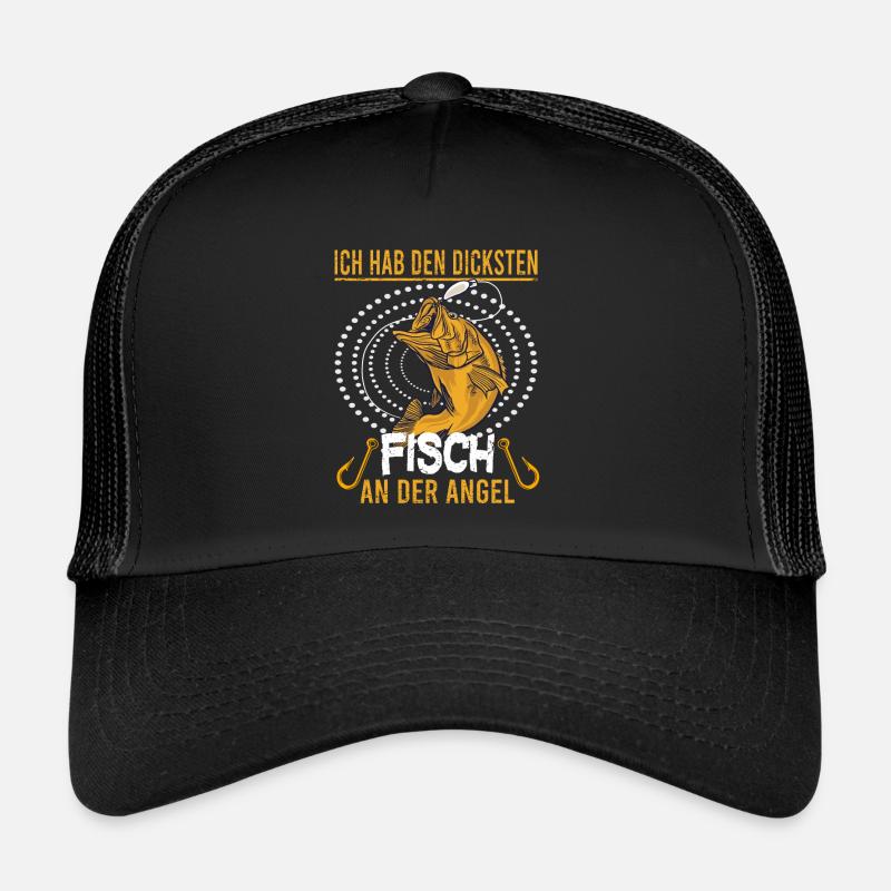 Fischen mit Angel ob Hecht oder Barbe als Rentner - Trucker Cap - Schwarz/Schwarz