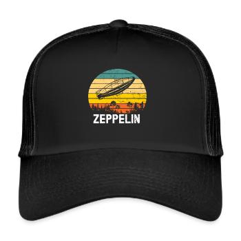 Zeppelin Flugzeugluftschiff Leitbarer Luftfahrt - Trucker Cap - Schwarz/Schwarz - Vorne