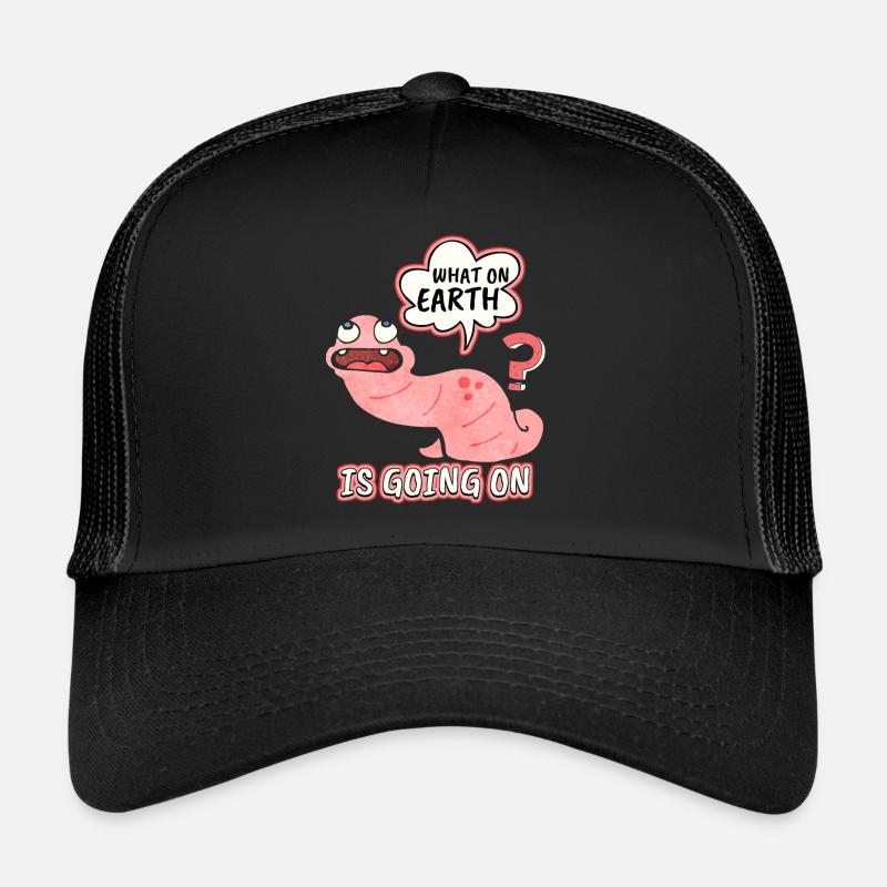 earthworm, funny worm, saying, pun, pun Trucker Cap