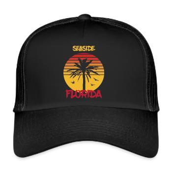 Florida Seaside Palm Ocean Surfing - Trucker Cap - black/black - Front