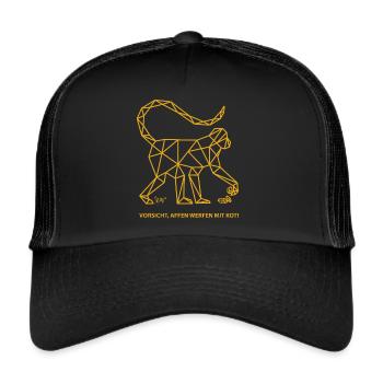 Bronko55 n°79 – « Attention, les singes jettent des excréments ! » - Casquette trucker  - noir/noir - Devant