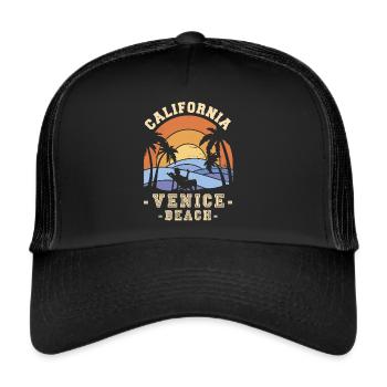 California Venice Beach Palm Holidays Sea Brandu - Trucker Cap - black/black - Front