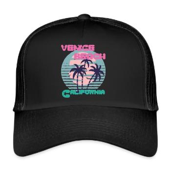 Surfboard California Venice Beach Surfing Ocean Va - Trucker Cap - black/black - Front