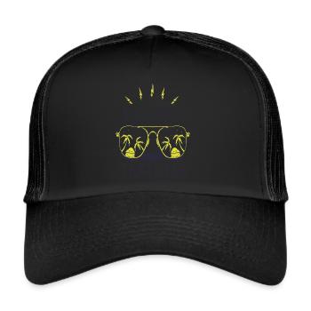 Sonnenbrille Surfen Zanzibar Strandurlaub Palme - Trucker Cap - Schwarz/Schwarz - Vorne