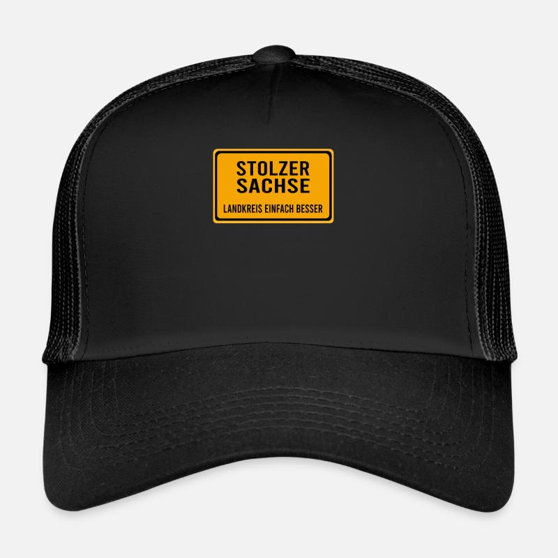 Sachsen Sachse Dresdner Dresden Stolz - Trucker Cap - Schwarz/Schwarz