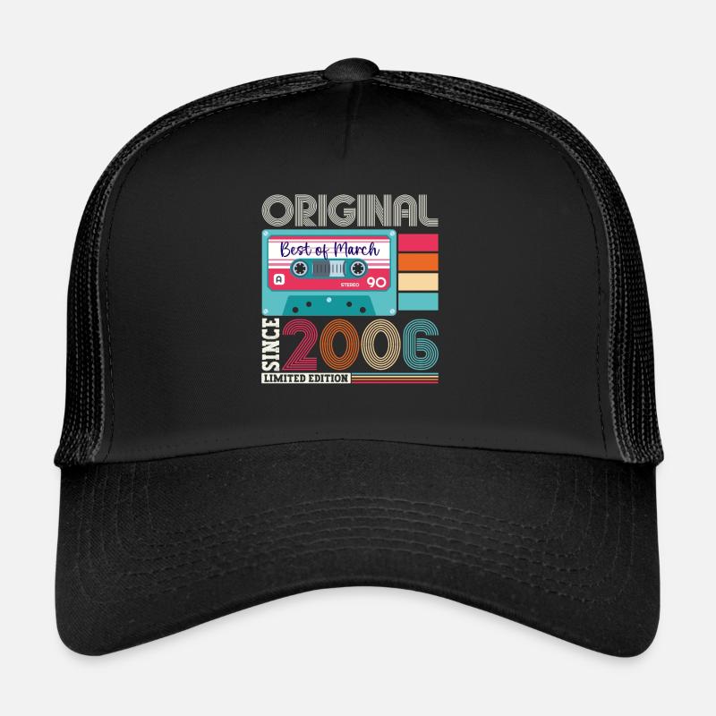 17 Birthday Man March Year 2006 Fun Cassette Trucker Cap