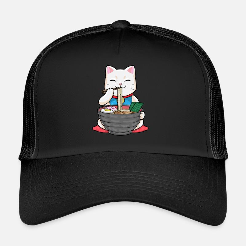 Soupe de nouilles aux ramis de chat japonais Casquette trucker 