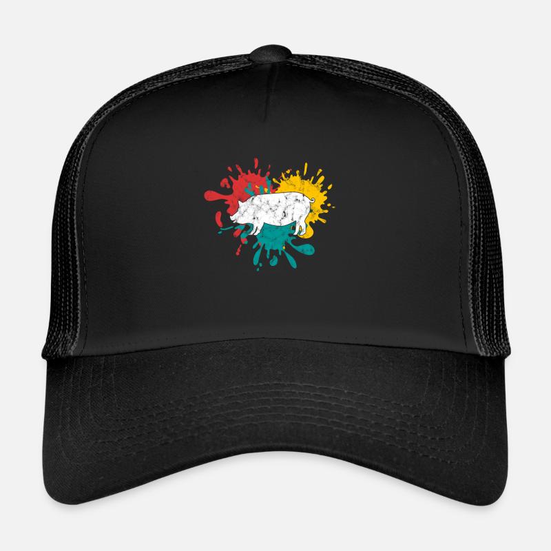 Cochon - Casquette trucker  - noir/noir