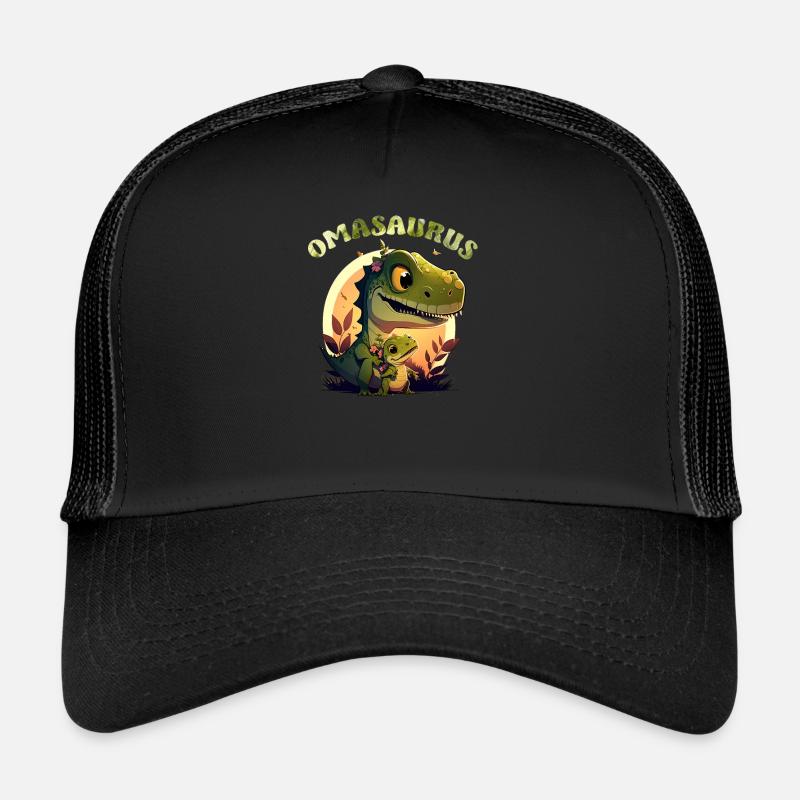 Omasaurus Dinosaurier Grandma Muttertag Granny - Trucker Cap - Schwarz/Schwarz