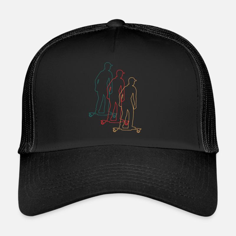 Elektro-Skateboard Skater Retro Vintage Geschenk - Trucker Cap - Schwarz/Schwarz