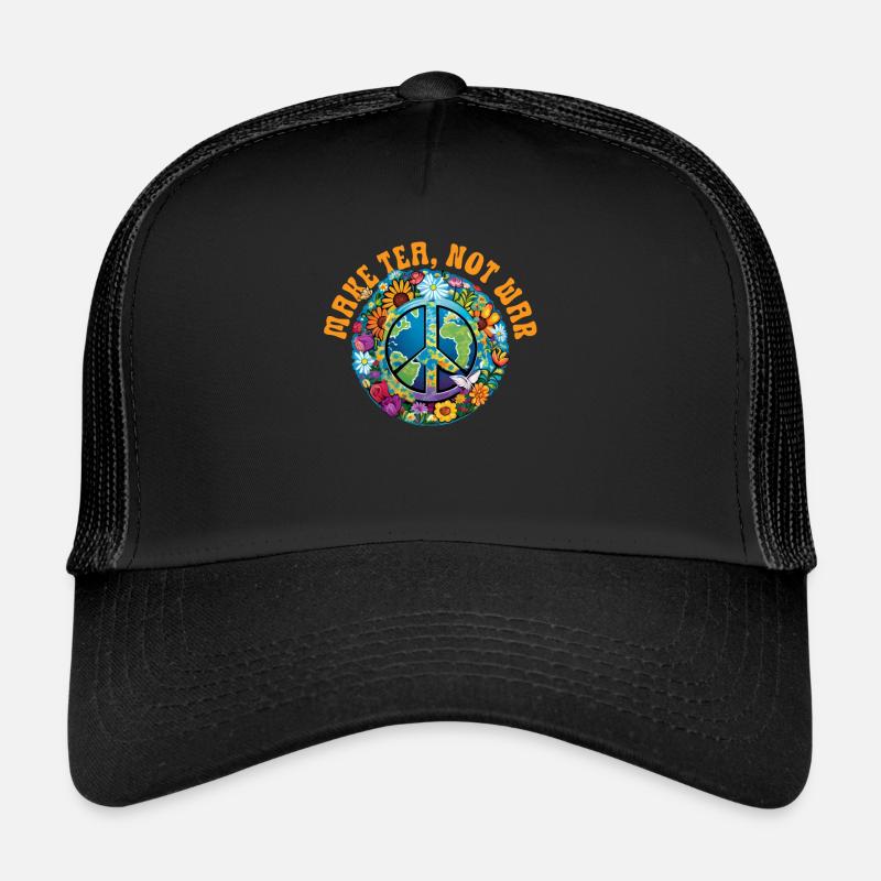 Hippie Peace Zeichen Frieden Blumen Blumenkind Trucker Cap