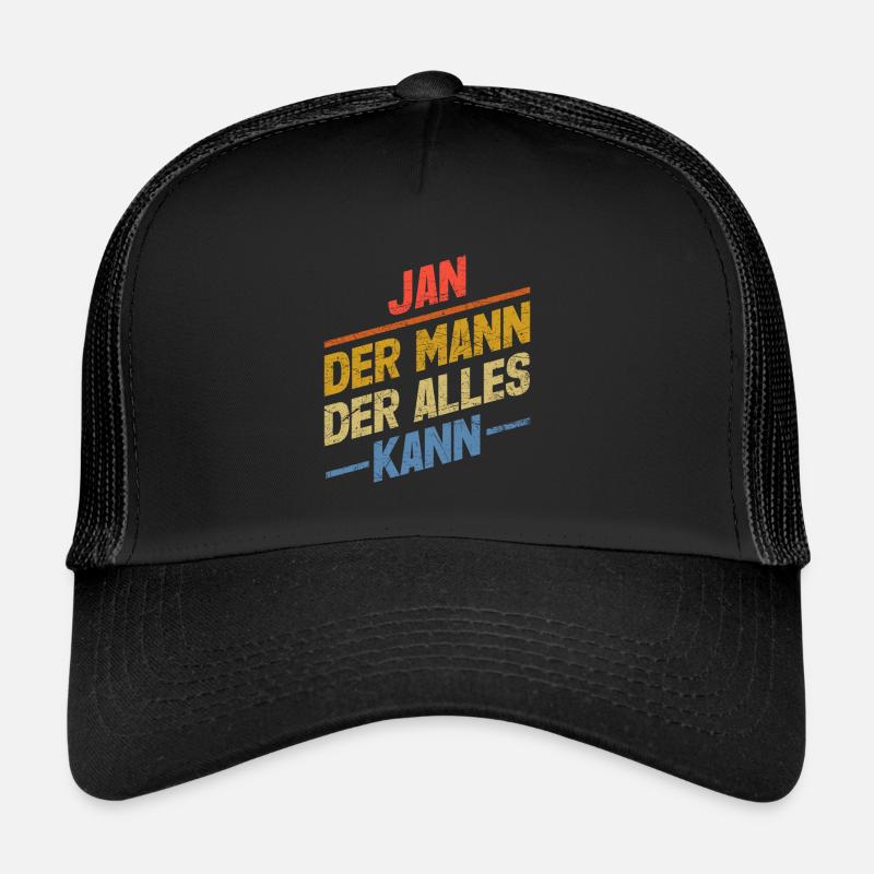 Jan Der Mann Der Alles Kann Vorname Jan - Trucker Cap - Schwarz/Schwarz