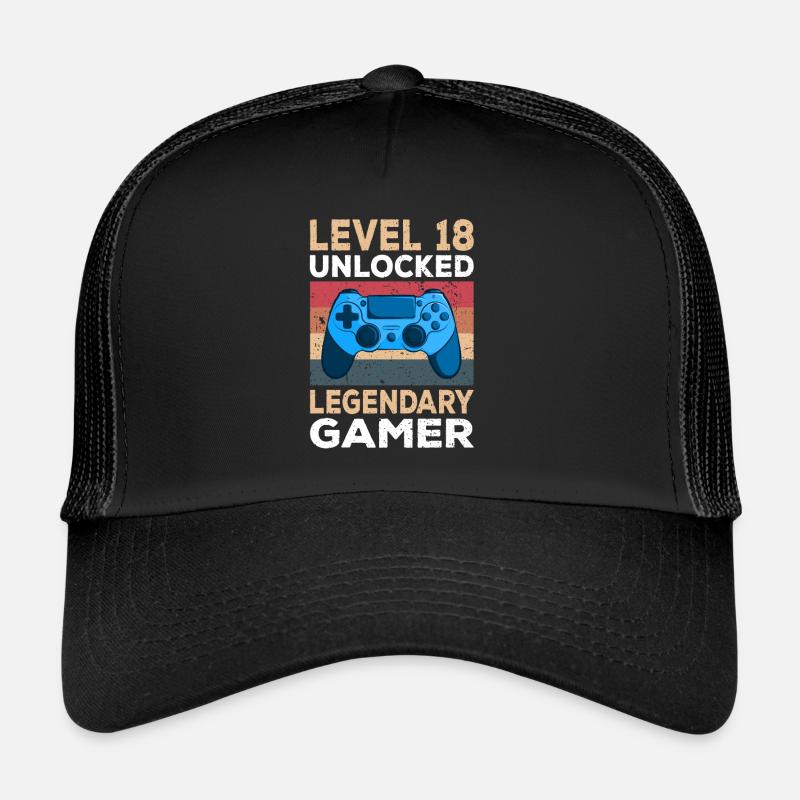 Level 18 Unlocked 18. Geburtstag Gamer Trucker Cap