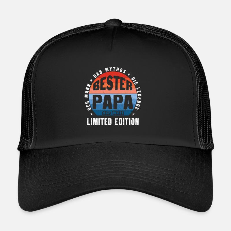 Bester Papa der Welt. Mann, Mythos, Legende. - Trucker Cap - Schwarz/Schwarz