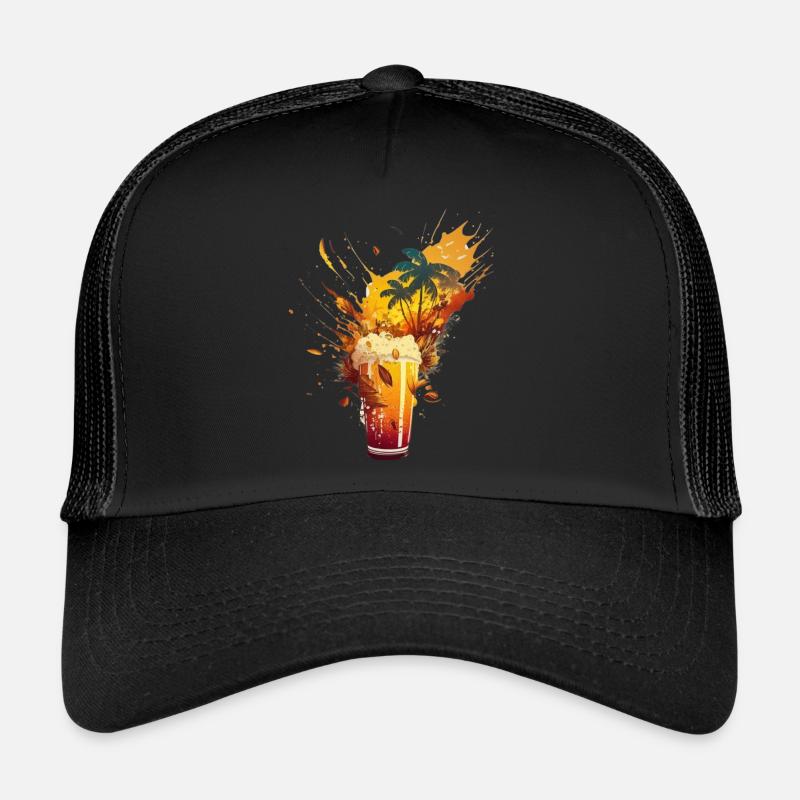 Bier Explosion mit Palmen. Sommer und Urlaub Trucker Cap