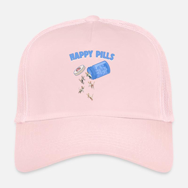 Happy Pills Devon Rex Cat Funny Kitten Lover Trucker Cap