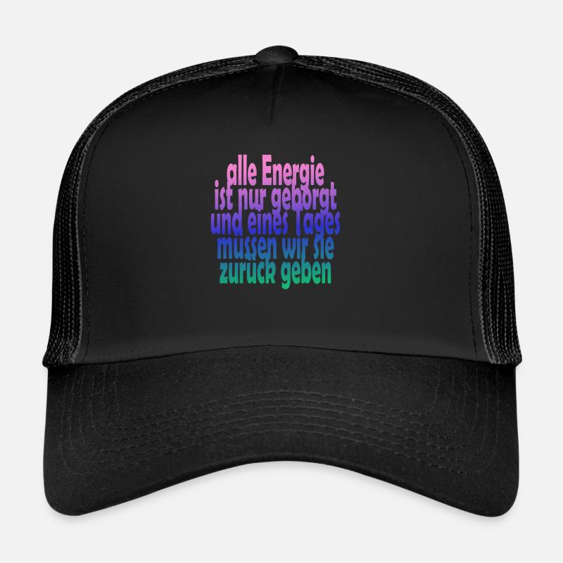EYWA Energie Spruch - Trucker Cap - Schwarz/Schwarz