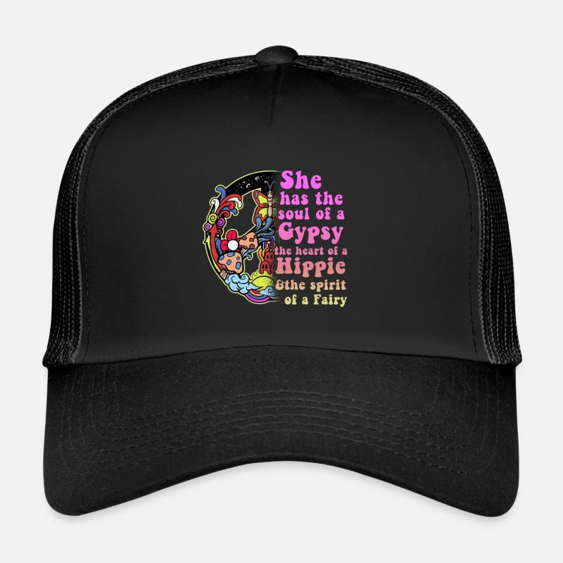 Hippie - Trucker Cap - Schwarz/Schwarz
