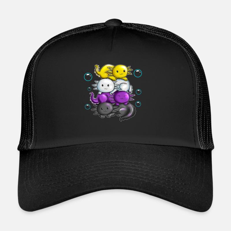 Four newts Axolotl cuddle under water Trucker Cap