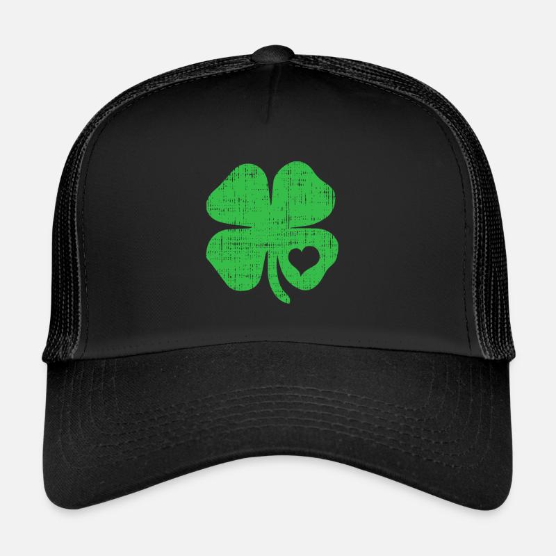 Cœur de trèfle vert à quatre feuilles Fête de la Saint-Patrick Casquette trucker 