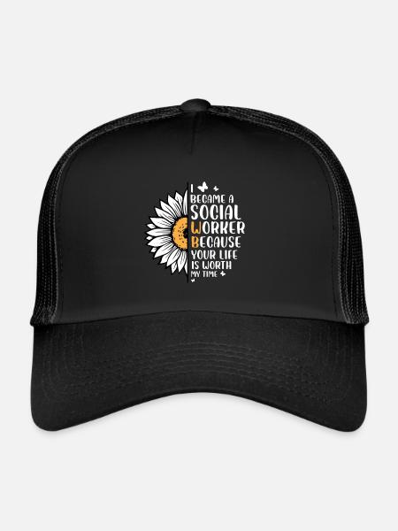 Je suis devenu travailleur social parce que votre vie est - Casquette trucker  - noir/noir - Devant