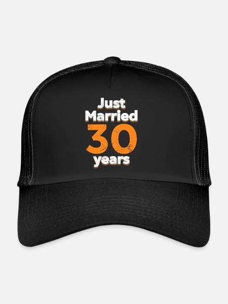 Vient de se marier 30 ans 30e anniversaire de mariage - Casquette trucker  - noir/noir - Devant