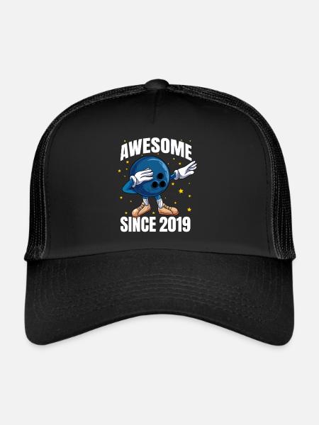 Awesome Since 2019 - 4th Bowling Birthday - Trucker Cap - black/black - Front