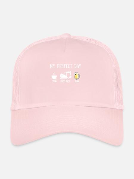 Mein perfekter Tag Baggermann Humor Baustelle - Trucker Cap - Hellrosa - Vorne