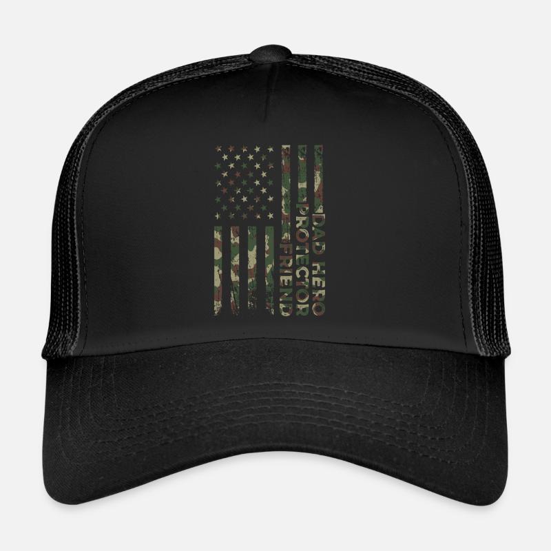 Daddy Hero Protector Patriotic American Trucker Cap