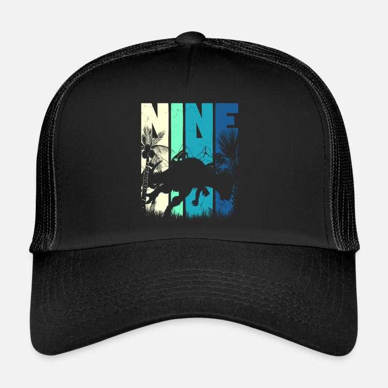 Pachycephalosaurus 9 Jahre Alt Junge 9. Geburtstag - Trucker Cap - Schwarz/Schwarz