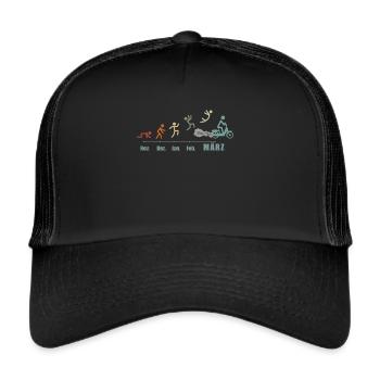 Mofa Mofafahrer Moped Vintage Mofa Mofasaison Mofa - Trucker Cap - Schwarz/Schwarz - Vorne