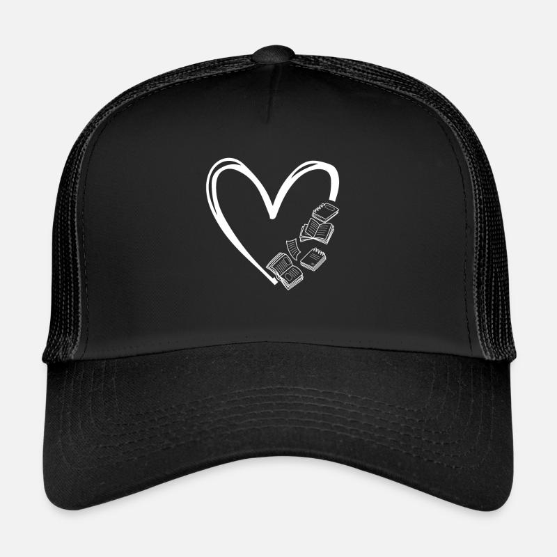 Book lover Book Heart Bookworm Book lover - Trucker Cap - black/black