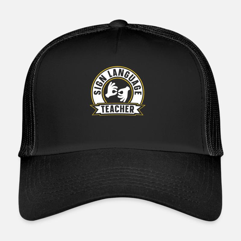 Gestes de sensibilisation des enseignants de langue des signes - Casquette trucker - noir/noir