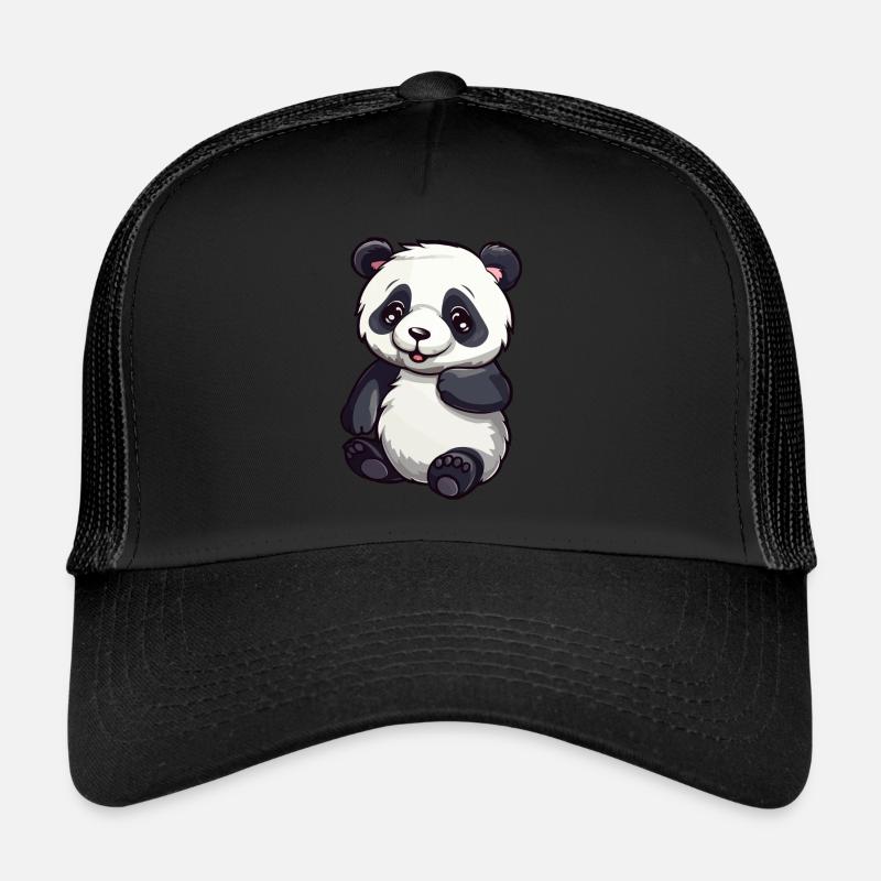 Niedlicher Panda - Trucker Cap - Schwarz/Schwarz