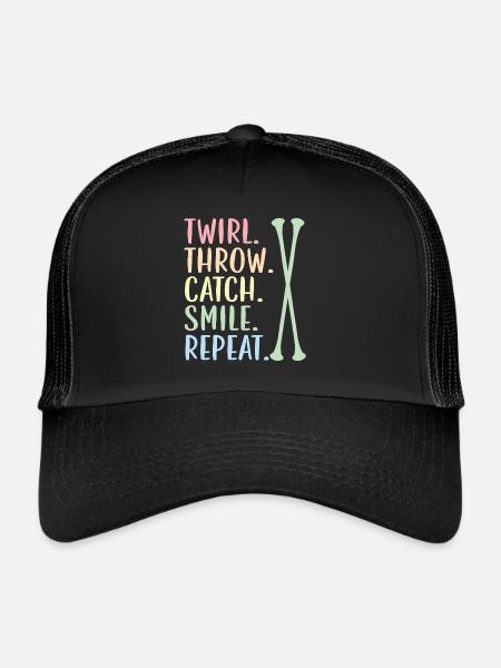 Tourbillon. Jeter. Catch. Sourire. Réessayez. Supplié - Casquette trucker  - noir/noir - Devant