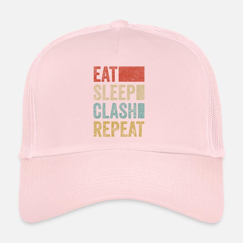 Eat Sleep Clash Répéter Vintage Gaming Clan Casquette trucker 