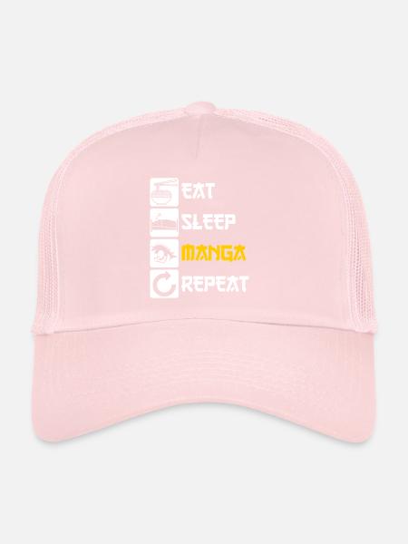 Eat Sleep Manga Repeat - Trucker Cap - pale pink - Front
