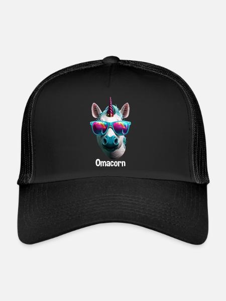 Grand-mère Licorne Fête des mères Fans Grand-mère Omi - Casquette trucker  - noir/noir - Devant