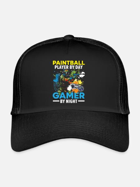 Video Game Lover Paintball Player Paintballer - Trucker Cap - black/black - Front