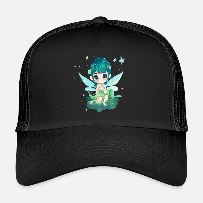 Kleine Fee Magisch Märchenwesen Glitzer - Trucker Cap - Schwarz/Schwarz