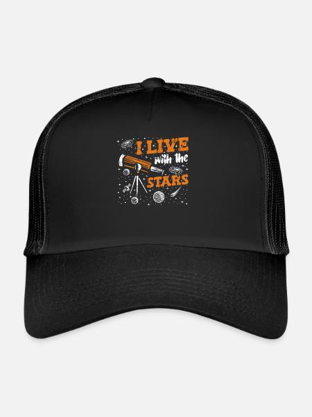 I Live With The Stars Cosmologist Starry Sky - Trucker Cap - black/black - Front