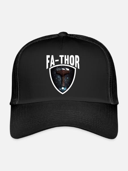 Papa Vathor Va Thor Fête des pères Fête des pères Cadeau de fête des pères - Casquette trucker  - noir/noir - Devant