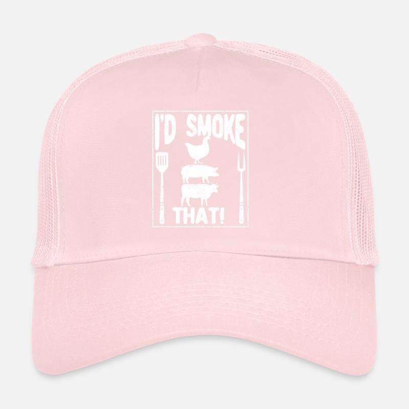 I'd Smoke That Chef Butcher Cook BBQ Cow Beef Fun Trucker Cap