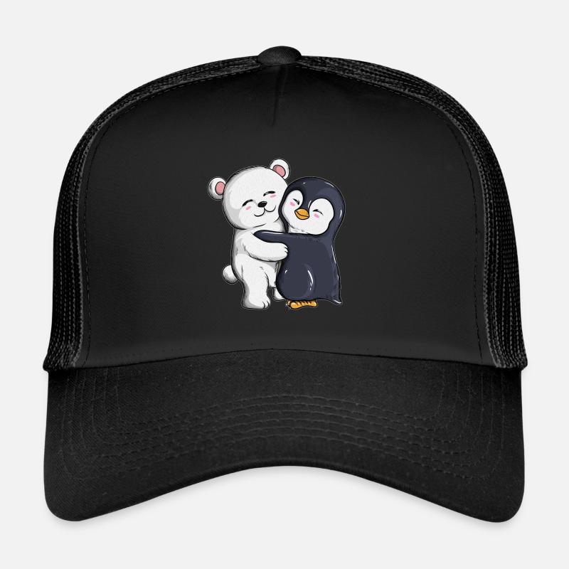 Polar bear penguin cuddle hugs penguins Trucker Cap
