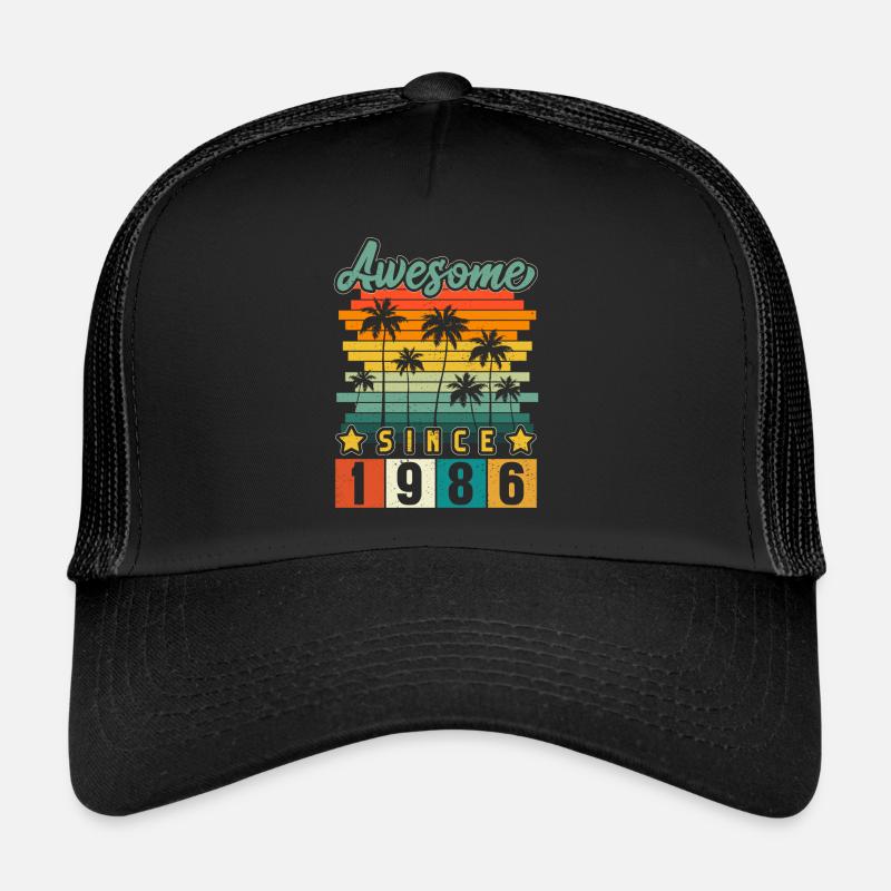 1986 Né Anniversaire Année de naissance millésime Casquette trucker 