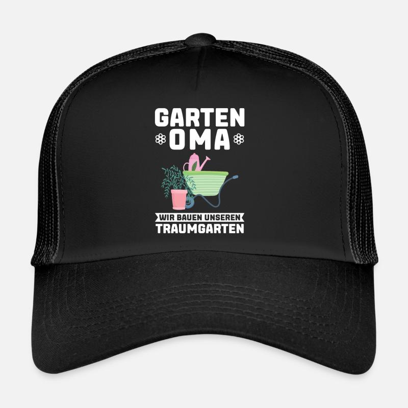Garten Oma Gärtnern Geschenk - Trucker Cap - Schwarz/Schwarz