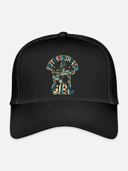 Cute Drummer Girl Drum Player Girl - Drummer Girl - Casquette trucker  - noir/noir - Devant