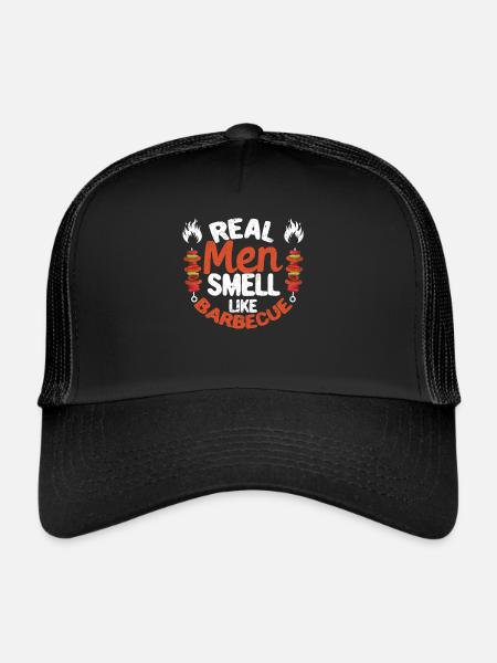 Les vrais hommes sentent le barbecue drôle de barbecue - Casquette trucker  - noir/noir - Devant